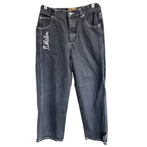 Vtg 90s P Miller Youth jeans Black 14 Wide Leg Grunge Cargo Skater